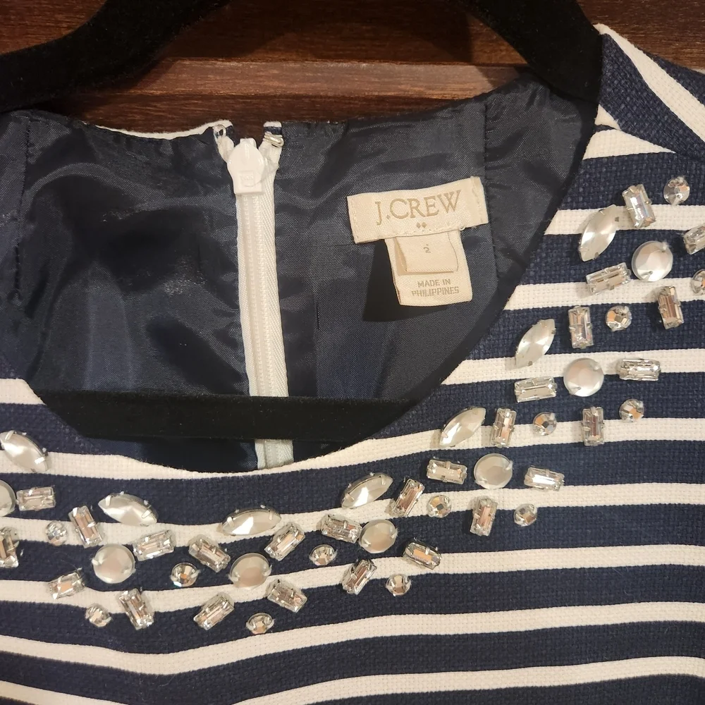 J. Crew Navy and White Striped Mini Dress